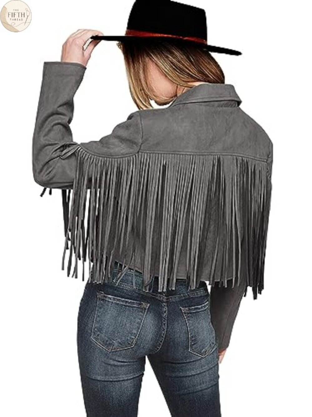 Faux Suede Fringe Jacket Cropped Open Front Moto Western